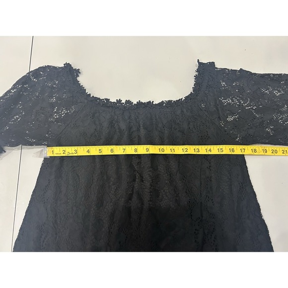 Miholl Black Crochet Lace Off Shoulder Top L Romantic Goth Coquette Whimsigoth - Picture 10 of 12